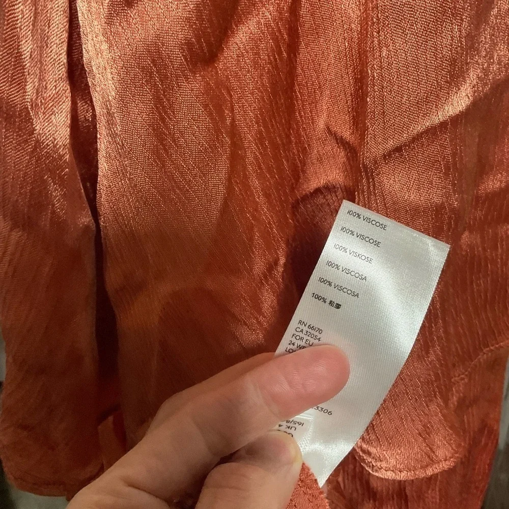 Maeve Copper Satin Flat Waist Asymmetrical layered Maxi Party Skirt Size 0